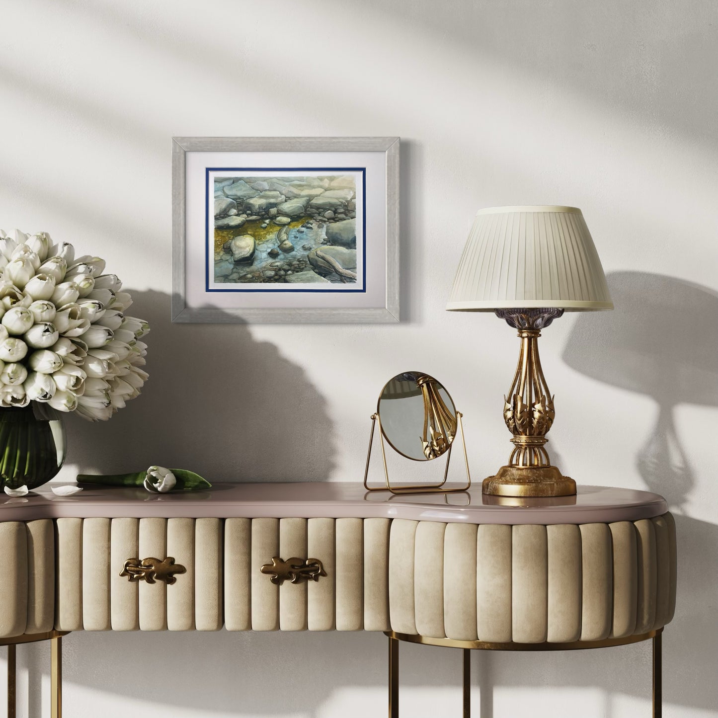 Original 8.5x11 plein air watercolor painting "Ripples of Reflection"