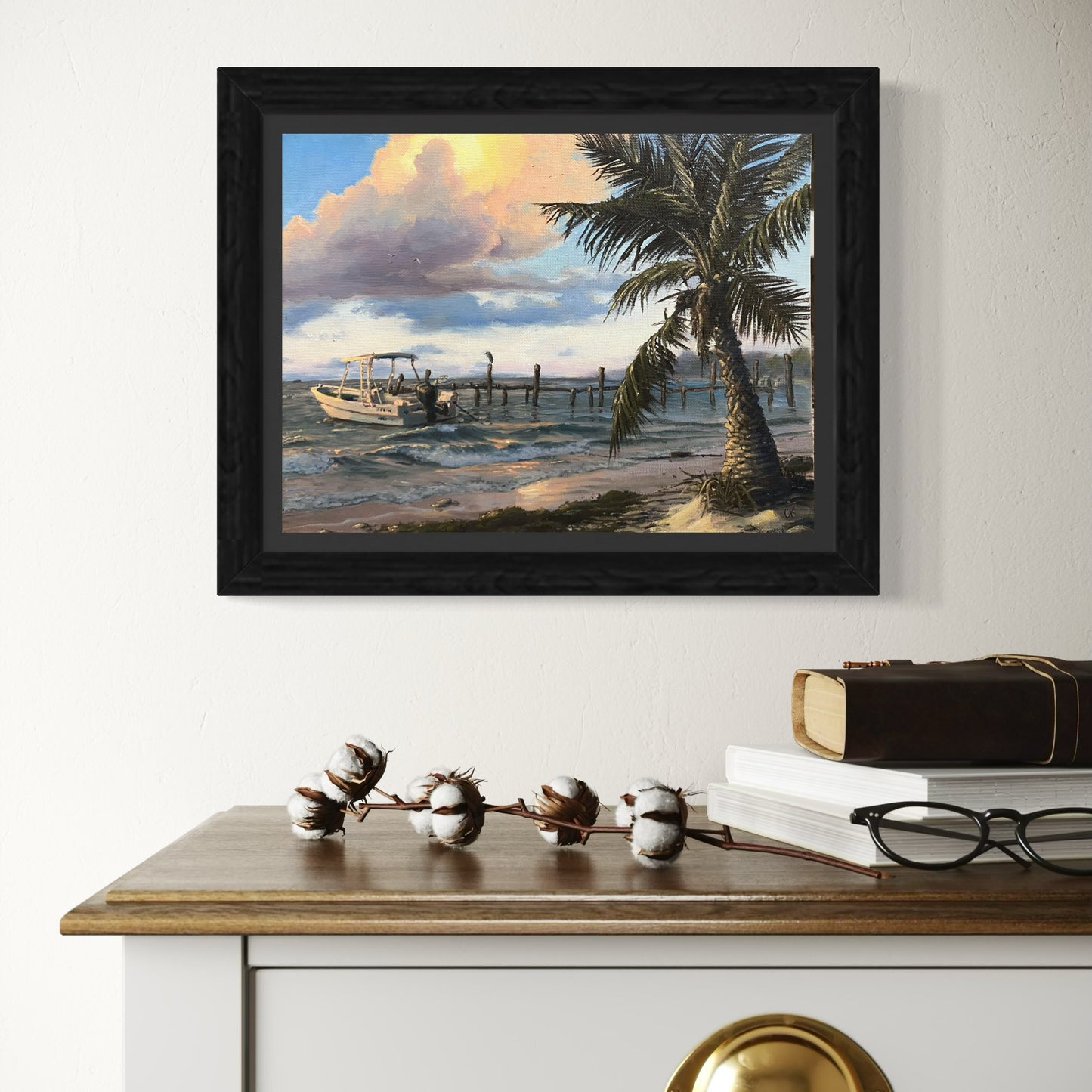 Original 9x12 oil painting "Ethereal Glow Over Playa"