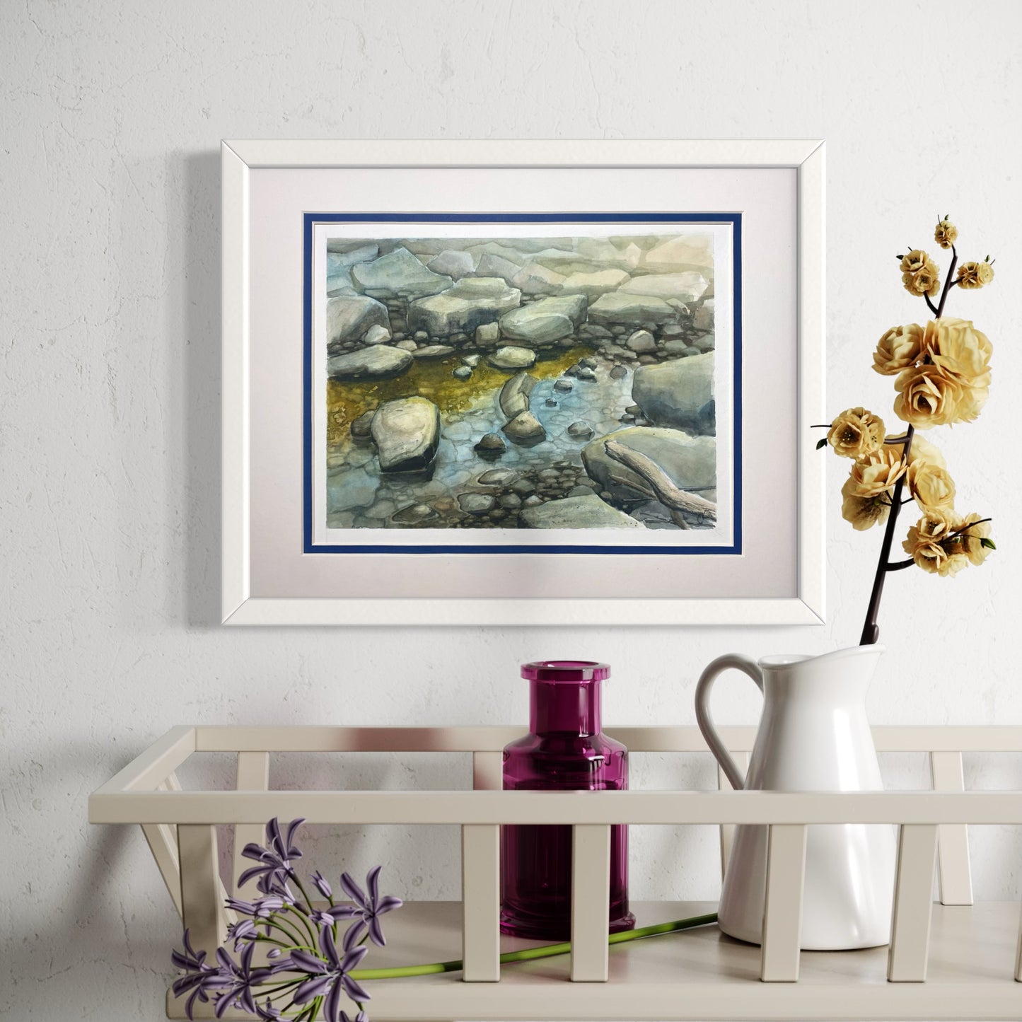 Original 8.5x11 plein air watercolor painting "Ripples of Reflection"