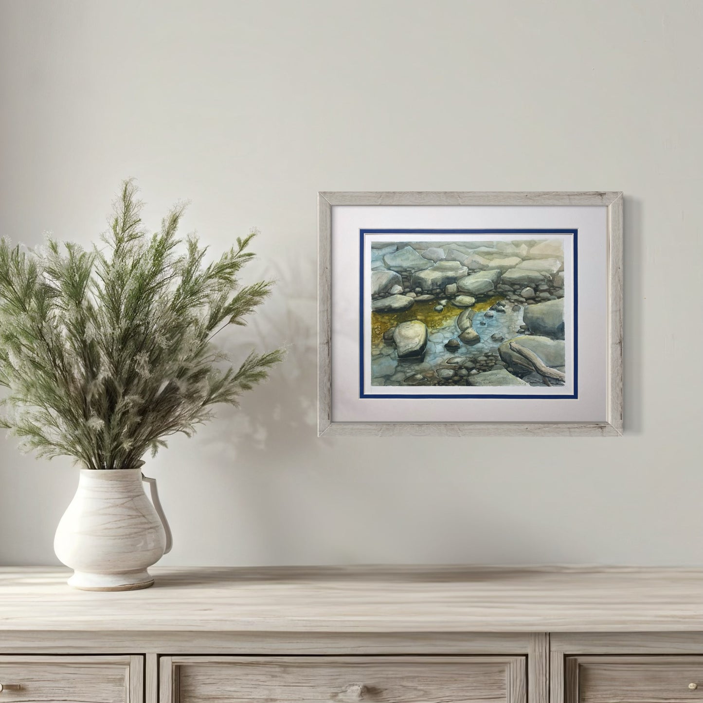 Original 8.5x11 plein air watercolor painting "Ripples of Reflection"
