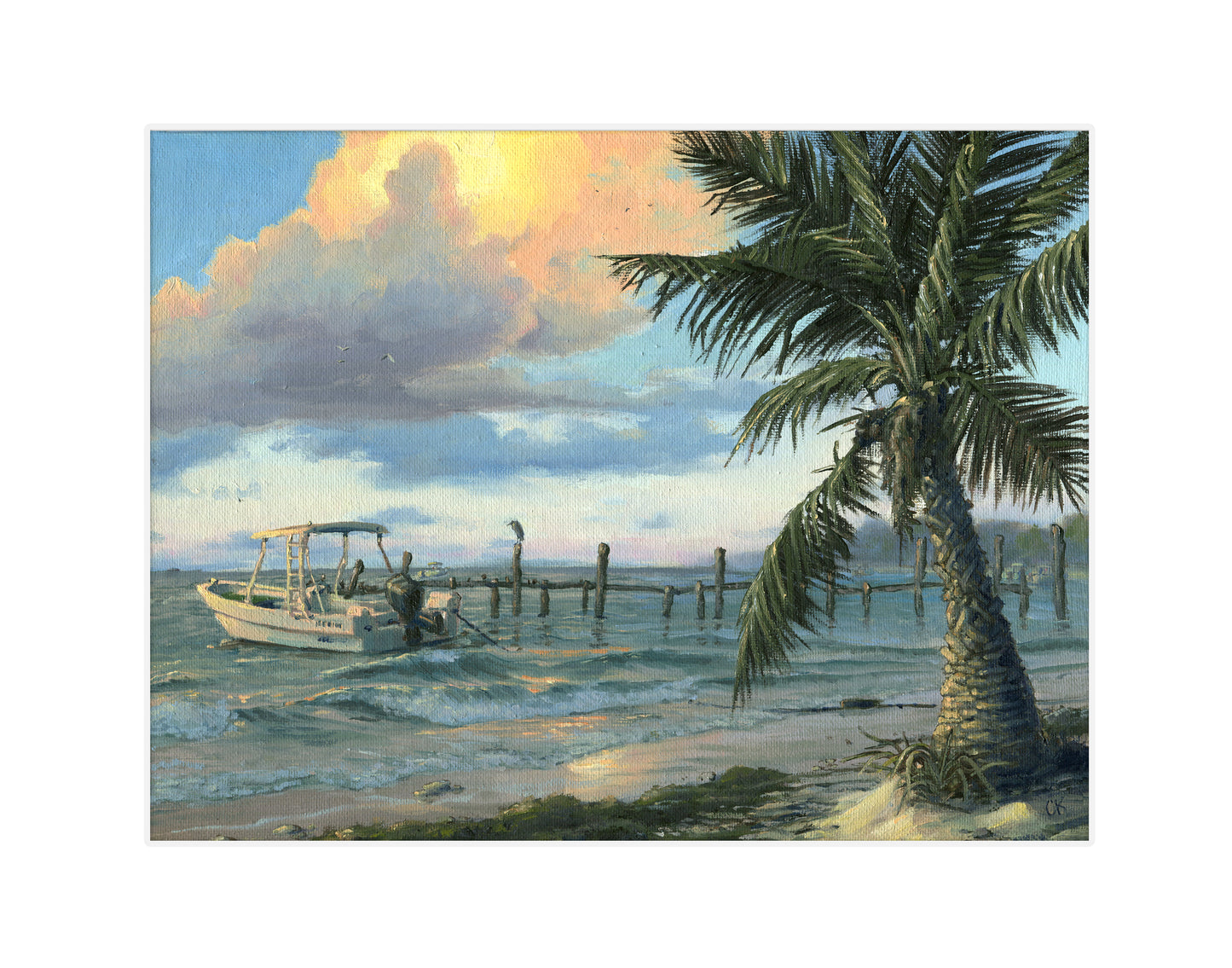 Original 9x12 oil painting "Ethereal Glow Over Playa"