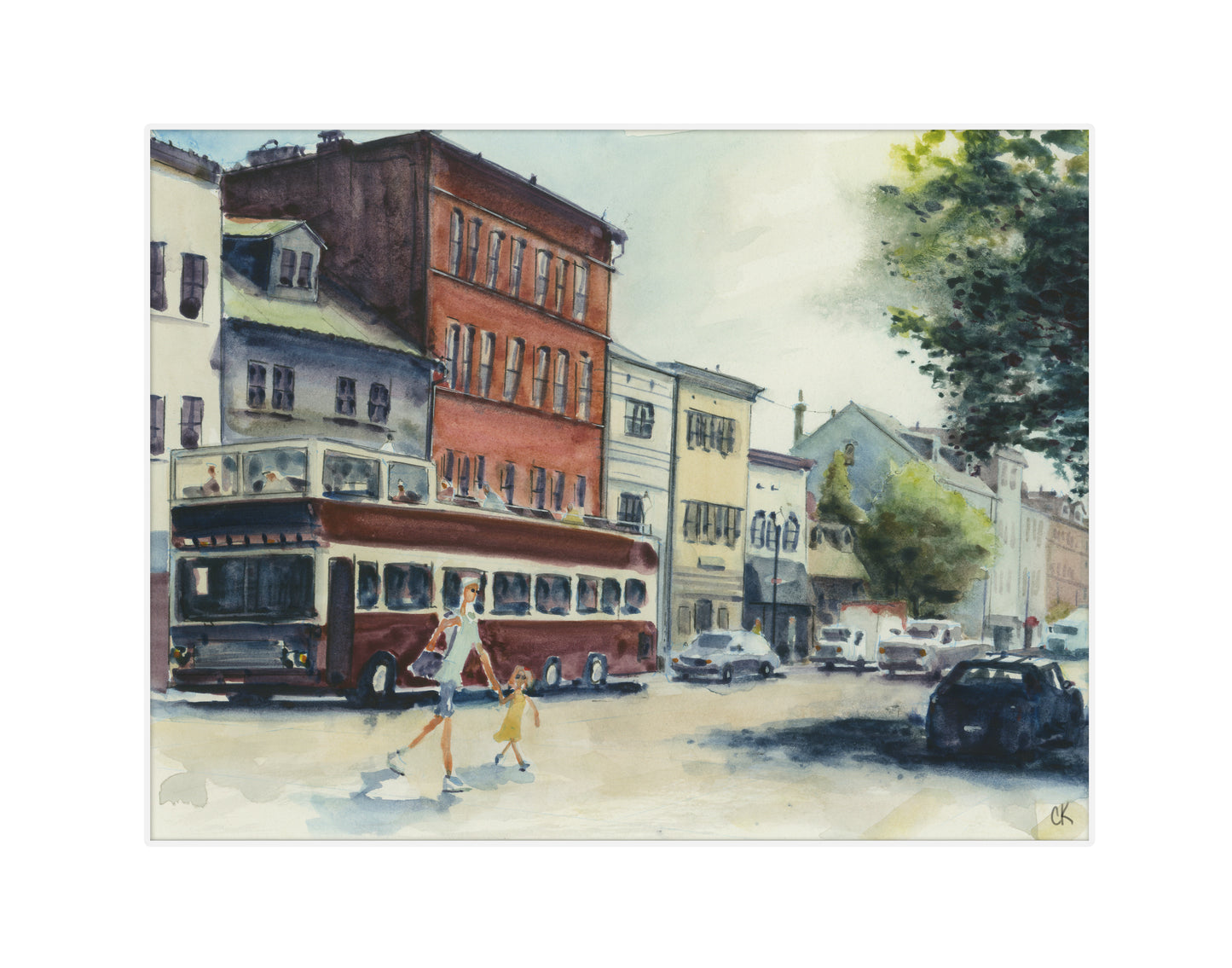 Original 8.5x11 watercolor "Georgetown Crosswalk"