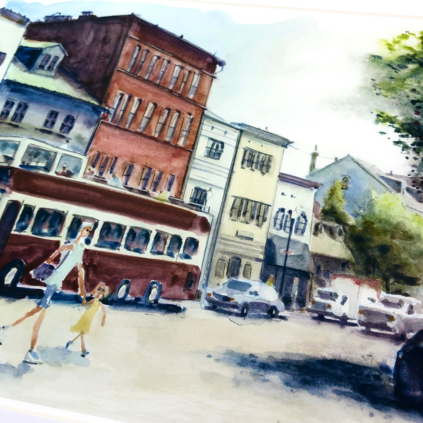 Original 8.5x11 watercolor "Georgetown Crosswalk"