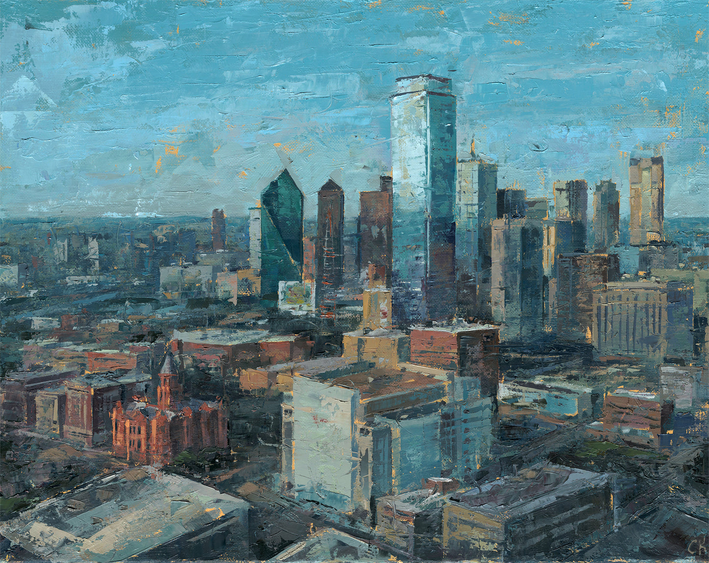 Crown Perspective – Original 16x20 Oil Painting of Downtown Dallas (View from Reunion Tower)